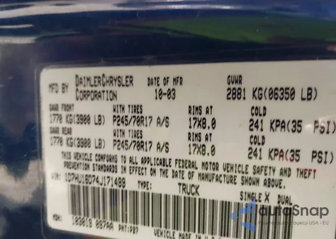 2004 Dodge Ram 1500 Slt/Laramie from USA, damaged, VIN 1D7HU16D74J171499